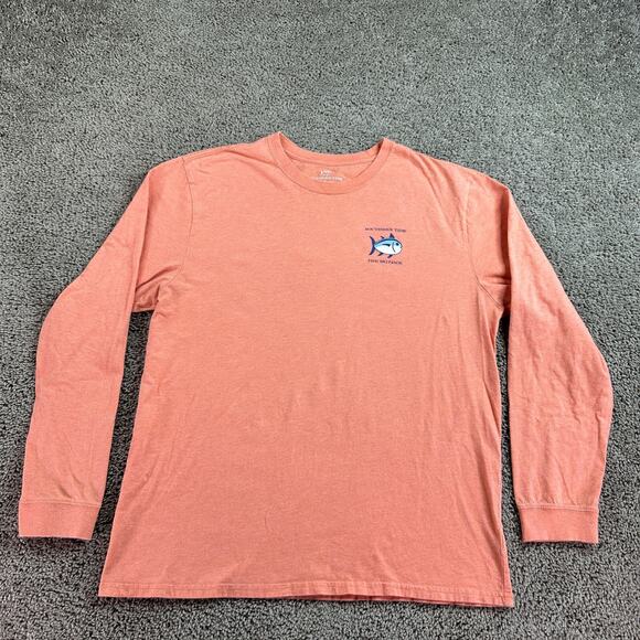Southern Tide Shirt Mens Extra Large Peach Orange Coral Blue The Skipjack - Picture 10 of 13